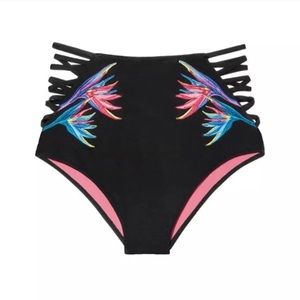 VS PINK Black embroidered high waist bottoms